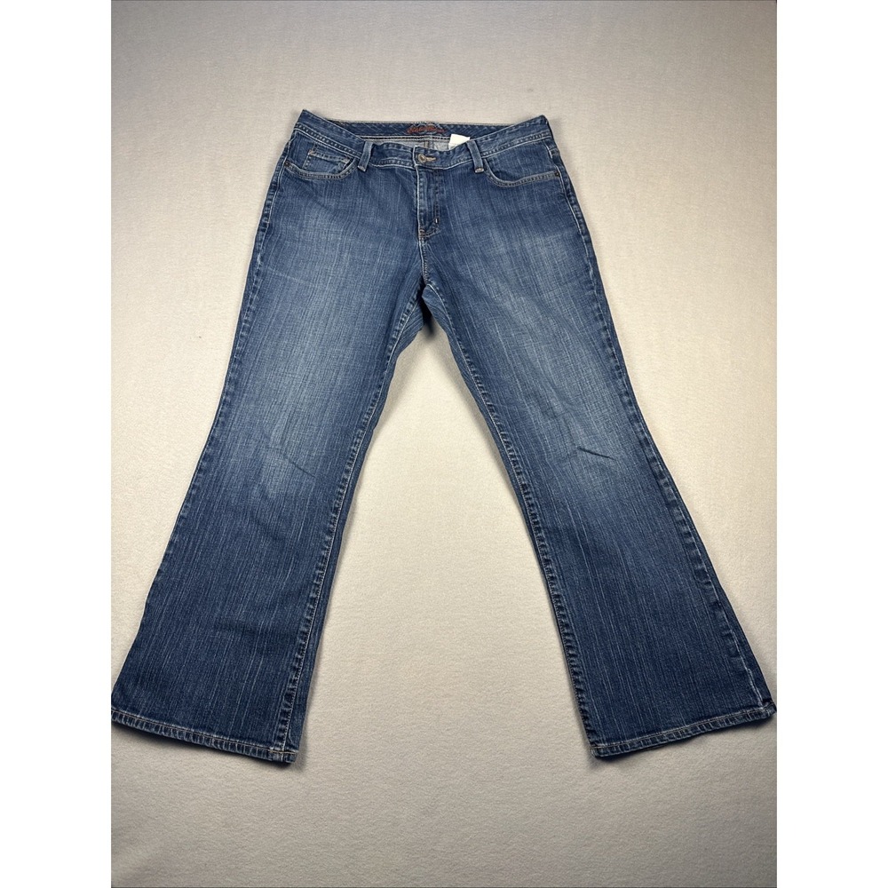 Eddie Bauer Bootcut Jeans Womens 33 Blue Curvy Mid Rise Vintage Western